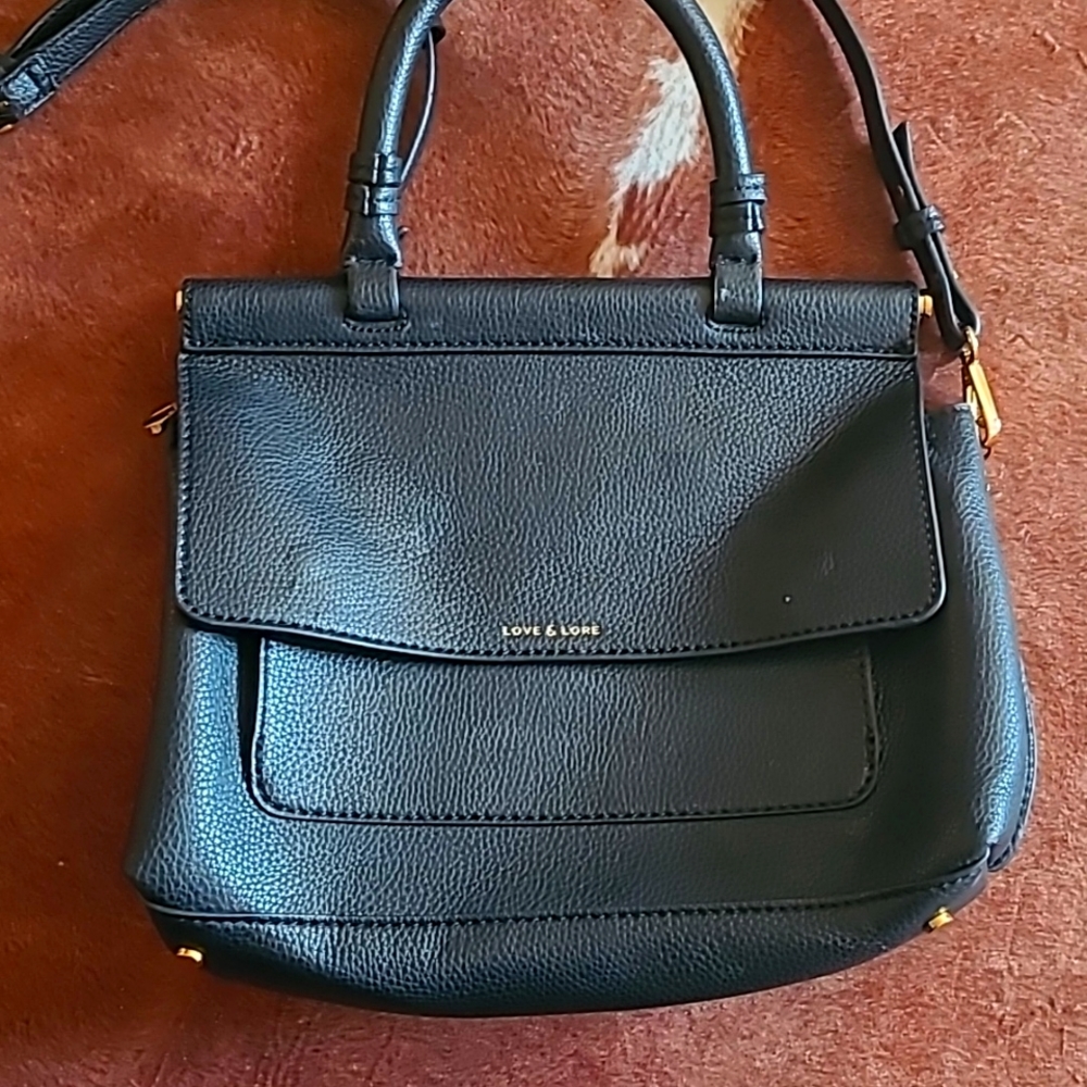 Love & Lore Black Faux Leather Shoulder Bag / Handbag